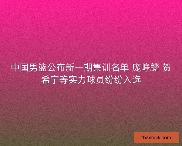 中国男篮公布新一期集训名单 庞峥麟 贺希宁等实力球员纷纷入选