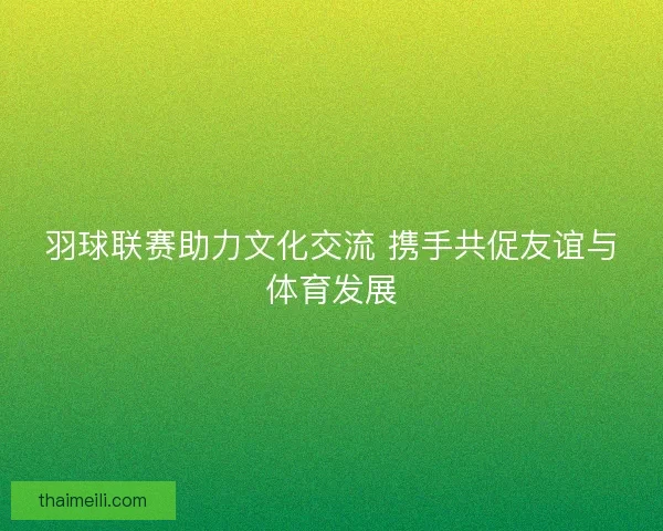 羽球联赛助力文化交流 携手共促友谊与体育发展